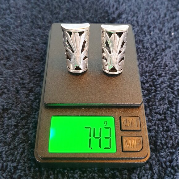 Rare Vintage Mexico TAXCO Sterling E. Barena Shadow Box Screw Back Earrings - Picture 7 of 10